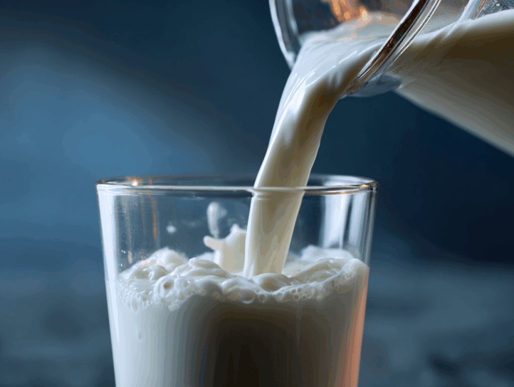 glass of milk being poured