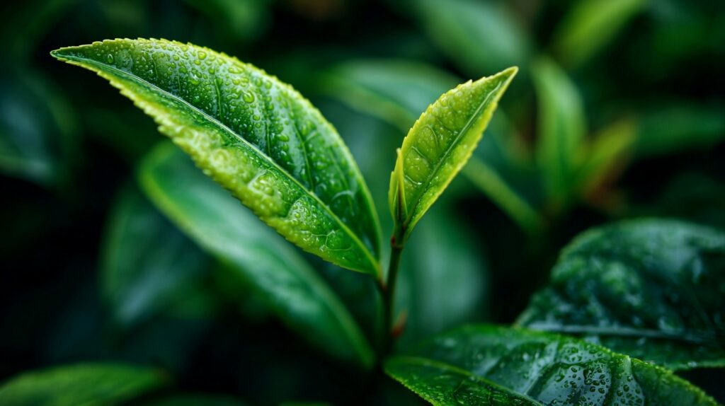 photo of a green tea leaf