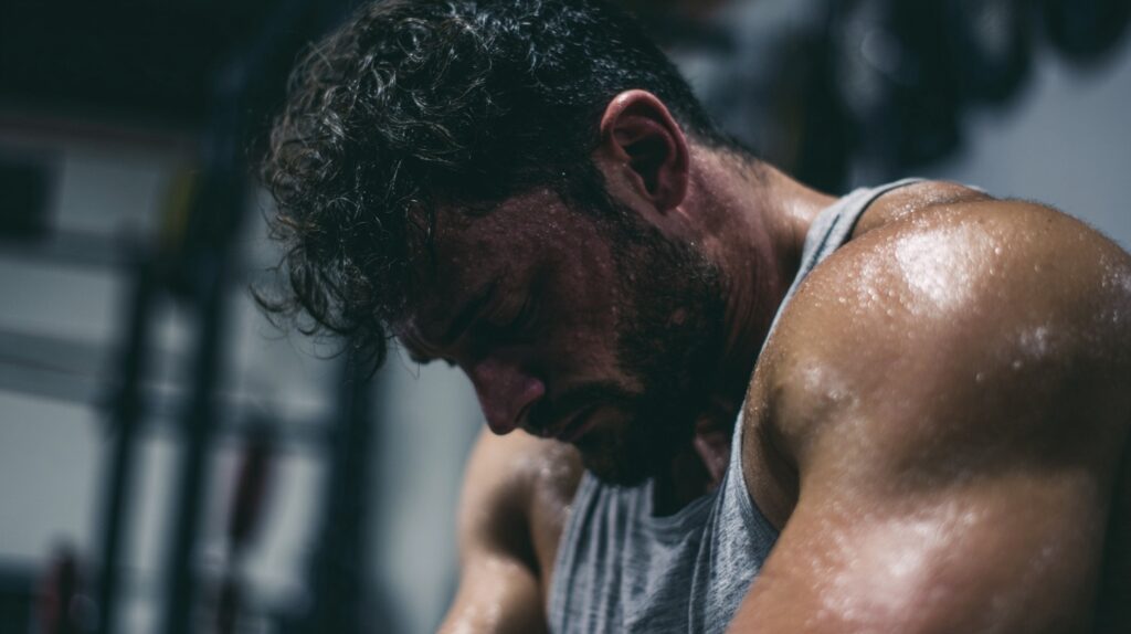 athlete tired at the gym