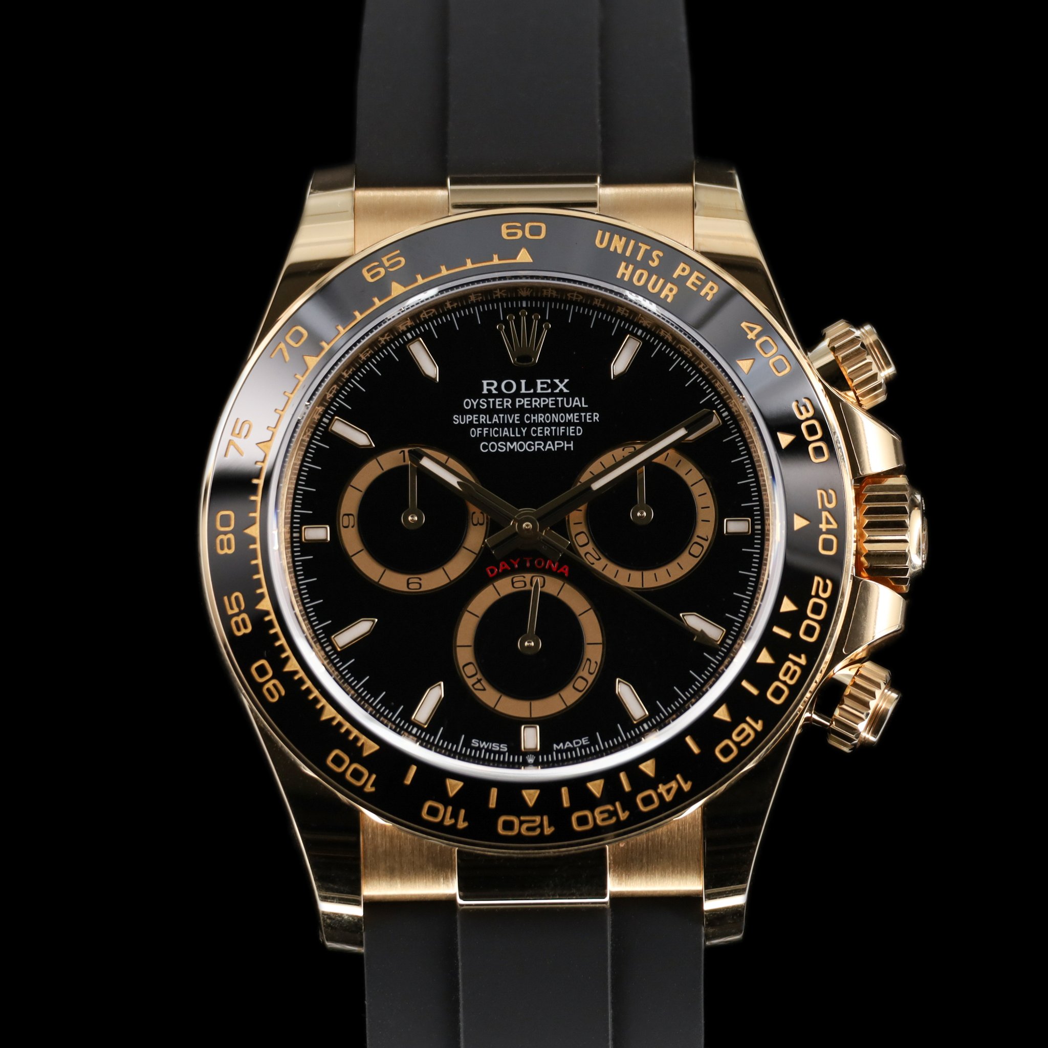 Rolex Daytona Gold Black Dial on Oyster Flex — photo 1
