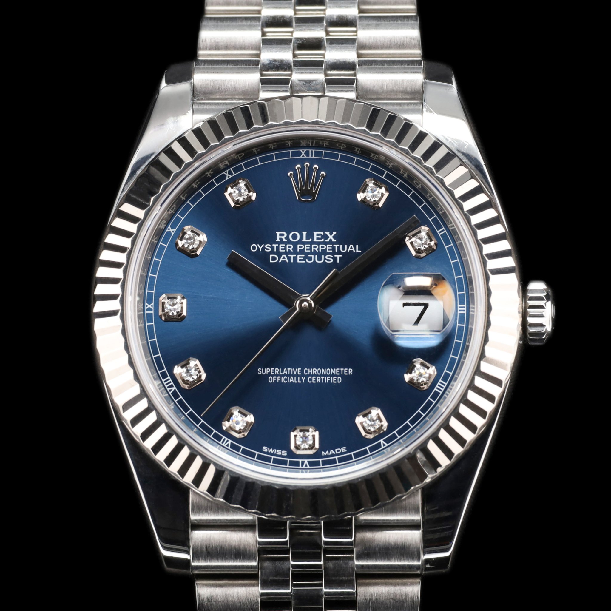 Rolex Datejust 41 Stainless Steel Fluted / Jubilee / Blue - Diamond — photo 1