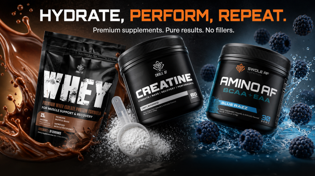 Whey protein, creatine and amino acids for cutting.